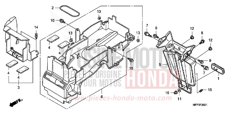 GARDE-BOUE ARRIERE (CB1300A/CB1300SA) for CB1300 Super Bold'or PEARL SUNBEAM WHITE (NHA66DF) from 2009